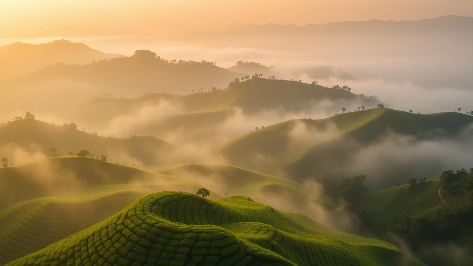 Misty tea mountains